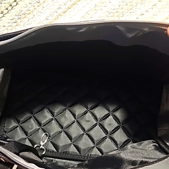 Portable Black Leather Pet Carrier Bag For Small Dogs/Cats Yorkshire Totes, Stra - Picture 8 of 9